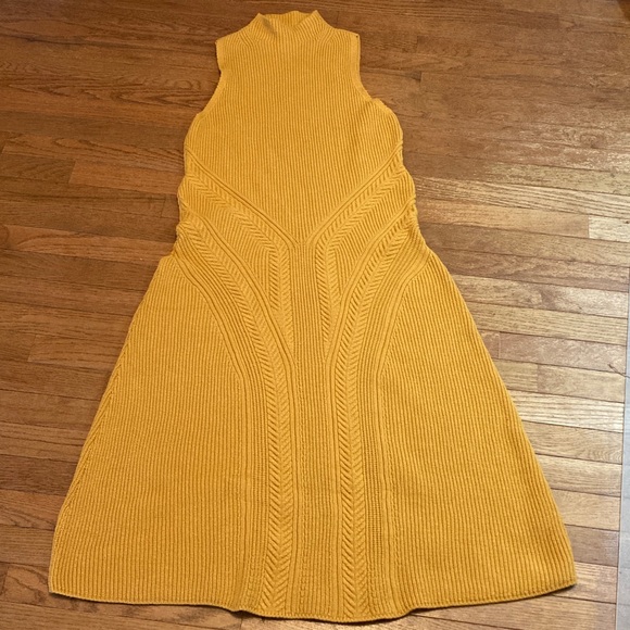 Anthropologie Dresses & Skirts - Anthropologie Sleeveless Mock Neck Ribbed Midi Dress in Mustard Size XL